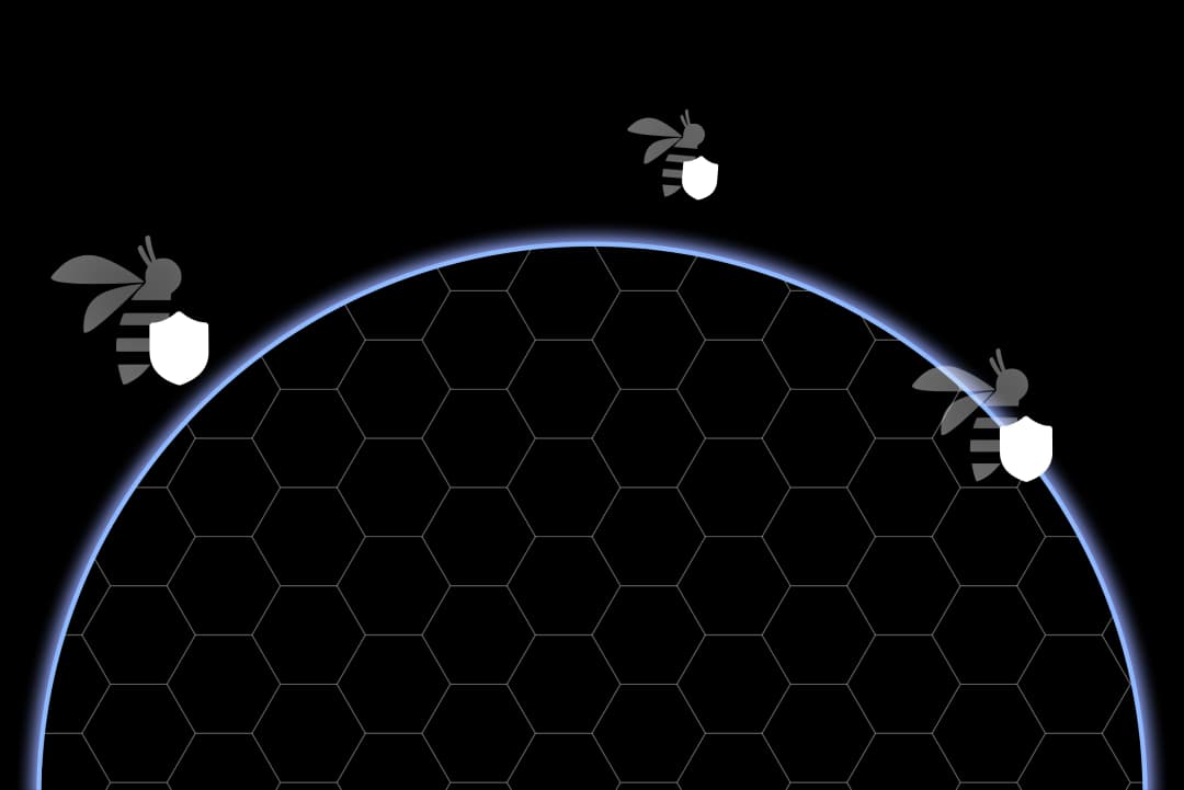 Illustration d'un dôme avec des abeilles avec boucliers autours